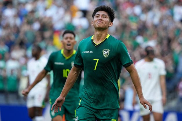 BOLIVIA VS SURINAME - PLAY-OFF COPA MUNDIAL FIFA 2026 - 26 MARZO 2026 Monterrey, Mexico - March 26, 2026: Miguel Terceros 7 of Bolivia celebrates after scoring his goal during the FIFA World Cup, WM, Weltmeisterschaft, Fussball 2026 Play-Off Tournament match between Bolivia and Suriname at Estadio BBVA in Monterrey, Mexico. Imago images Straffon Images Luis Licona GUADALUPE NUEVO LEON MEXICO Copyright: xLUISxLICONAx