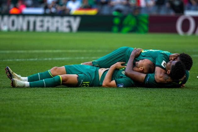 BOLIVIA VS SURINAME - PLAY-OFF COPA MUNDIAL FIFA 2026 - 26 MARZO 2026 Monterrey, Mexico - March 26, 2026: Miguel Terceros 7 of Bolivia celebrates after scoring his goal with teammates during the FIFA World Cup, WM, Weltmeisterschaft, Fussball 2026 Play-Off Tournament match between Bolivia and Suriname at Estadio BBVA in Monterrey, Mexico. Imago images Straffon Images Luis Licona GUADALUPE NUEVO LEON MEXICO Copyright: xLUISxLICONAx