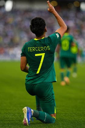 BOLIVIA VS SURINAME - PLAY-OFF COPA MUNDIAL FIFA 2026 - 26 MARZO 2026 Monterrey, Mexico - March 26, 2026: Miguel Terceros 7 of Bolivia celebrates after scoring his goal during the FIFA World Cup, WM, Weltmeisterschaft, Fussball 2026 Play-Off Tournament match between Bolivia and Suriname at Estadio BBVA in Monterrey, Mexico. Imago images Straffon Images Luis Licona GUADALUPE NUEVO LEON MEXICO Copyright: xLUISxLICONAx