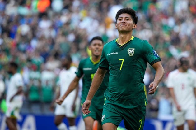 BOLIVIA VS SURINAME - PLAY-OFF COPA MUNDIAL FIFA 2026 - 26 MARZO 2026 Monterrey, Mexico - March 26, 2026: Miguel Terceros 7 of Bolivia celebrates after scoring his goal during the FIFA World Cup, WM, Weltmeisterschaft, Fussball 2026 Play-Off Tournament match between Bolivia and Suriname at Estadio BBVA in Monterrey, Mexico. Imago images Straffon Images Luis Licona GUADALUPE NUEVO LEON MEXICO Copyright: xLUISxLICONAx