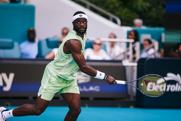 Miami Open Presented by Itau 2026 - March 26 Miami, Florida - March 26: Frances Tiafoe plays tennis during the match between Jannik Sinner of Italy and Frances Tiafoe of USA on day 10 of the Miami Open at Hard Rock Stadium on March 26, 2026 in Miami, Florida, United States. Copyright: xLatinxSportxImagesx