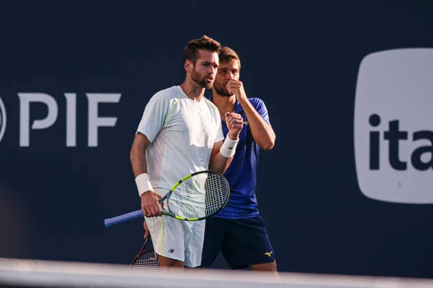 Miami Open Presented by Itau 2026 - March 26 Miami, Florida - March 26: play, react and celebrate during the match between Austin Krajicek (USA) Nikola Mektic (Croatia) vs Sander Arends (Netherlands) John-Patrick Smith (Australia) on day 10 of the Miami Open at Hard Rock Stadium on March 26, 2026 in Miami, Florida, United States. Copyright: xLatinxSportxImagesx