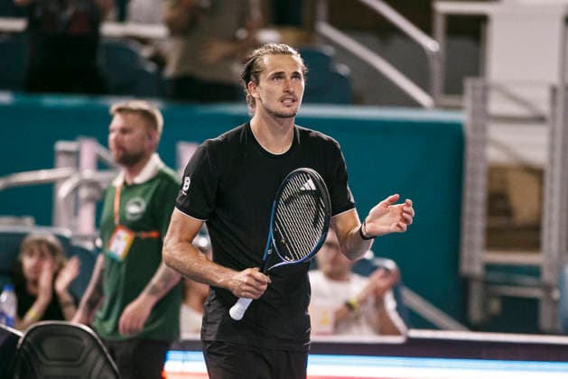 Miami Open Presented by Itau 2026 - March 26 Miami, Florida - March 26: play, react and celebrate during the match between Alexander Zverev of Germany vs Francisco Cerundolo of Argentina on day 10 of the Miami Open at Hard Rock Stadium on March 26, 2026 in Miami, Florida, United States. Copyright: xLatinxSportxImagesx