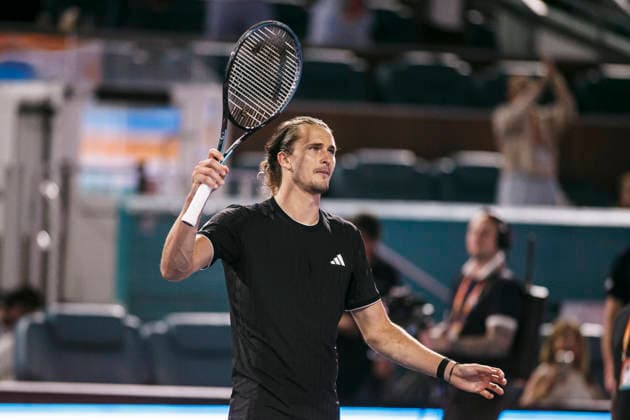 Miami Open Presented by Itau 2026 - March 26 Miami, Florida - March 26: play, react and celebrate during the match between Alexander Zverev of Germany vs Francisco Cerundolo of Argentina on day 10 of the Miami Open at Hard Rock Stadium on March 26, 2026 in Miami, Florida, United States. Copyright: xLatinxSportxImagesx