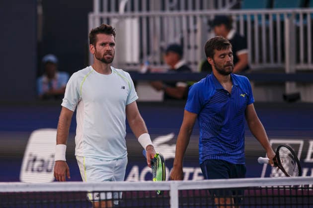 Miami Open Presented by Itau 2026 - March 26 Miami, Florida - March 26: play, react and celebrate during the match between Austin Krajicek (USA) Nikola Mektic (Croatia) vs Sander Arends (Netherlands) John-Patrick Smith (Australia) on day 10 of the Miami Open at Hard Rock Stadium on March 26, 2026 in Miami, Florida, United States. Copyright: xLatinxSportxImagesx