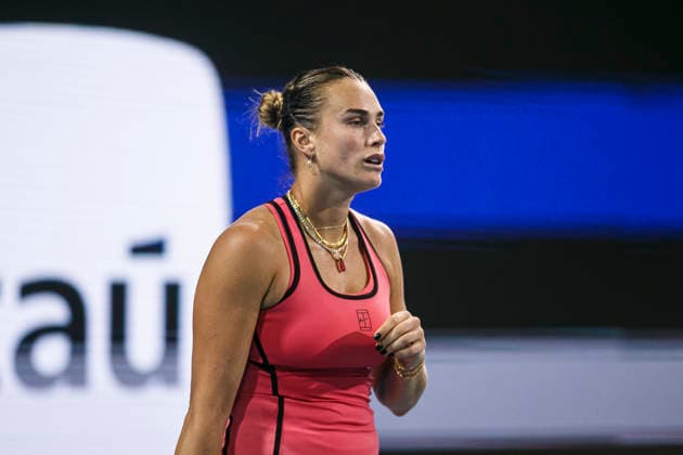Miami Open Presented by Itau 2026 - March 26 Miami, Florida - March 26: play, react and celebrate during the match between Aryna Sabalenka of Rusia and Elena Rybakina of Kazakhstan of Argentina on day 10 of the Miami Open at Hard Rock Stadium on March 26, 2026 in Miami, Florida, United States. Copyright: xLatinxSportxImagesx