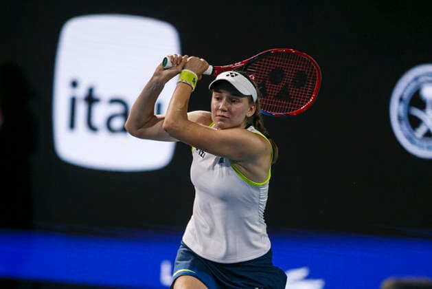 Miami Open Presented by Itau 2026 - March 26 Miami, Florida - March 26: play, react and celebrate during the match between Aryna Sabalenka of Rusia and Elena Rybakina of Kazakhstan of Argentina on day 10 of the Miami Open at Hard Rock Stadium on March 26, 2026 in Miami, Florida, United States. Copyright: xLatinxSportxImagesx