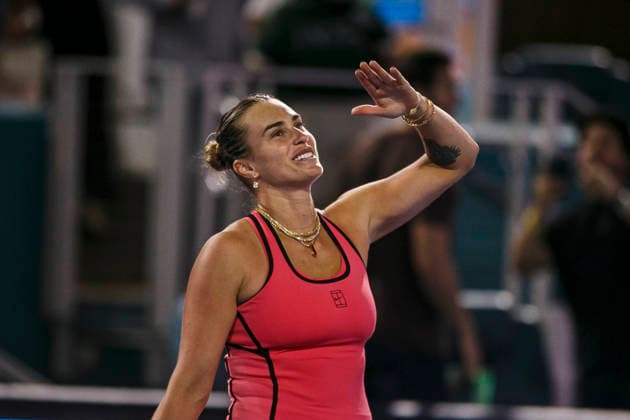 Miami Open Presented by Itau 2026 - March 26 Miami, Florida - March 26: play, react and celebrate during the match between Aryna Sabalenka of Rusia and Elena Rybakina of Kazakhstan of Argentina on day 10 of the Miami Open at Hard Rock Stadium on March 26, 2026 in Miami, Florida, United States. Copyright: xLatinxSportxImagesx