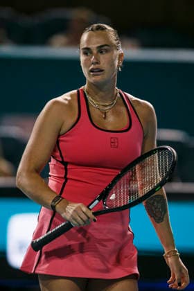 Miami Open Presented by Itau 2026 - March 26 Miami, Florida - March 26: play, react and celebrate during the match between Aryna Sabalenka of Rusia and Elena Rybakina of Kazakhstan of Argentina on day 10 of the Miami Open at Hard Rock Stadium on March 26, 2026 in Miami, Florida, United States. Copyright: xLatinxSportxImagesx