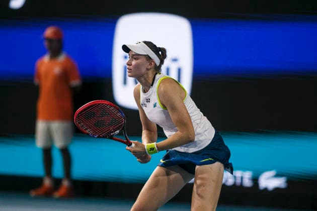 Miami Open Presented by Itau 2026 - March 26 Miami, Florida - March 26: play, react and celebrate during the match between Aryna Sabalenka of Rusia and Elena Rybakina of Kazakhstan of Argentina on day 10 of the Miami Open at Hard Rock Stadium on March 26, 2026 in Miami, Florida, United States. Copyright: xLatinxSportxImagesx