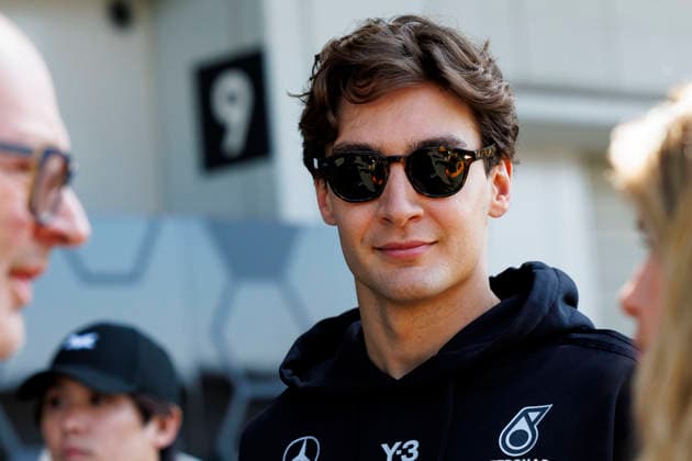 27th March 2026; Suzuka Circuit, Suzuka, Japan; 2026 FIA Formula 1 Japanese Grand Prix; Free Practice Day; Number 63 Mercedes AMG Petronas driver George Russell in the paddock at the Aramco Japanese Grand Prix StephenxBlackberry Content restricted for UK based newspaper