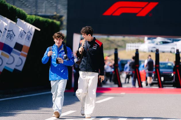 Formula 1 Aramco Japanese Grand Prix 2026 - Paddock OLIVER BEARMAN (GBR) of TGR Haas F1 Team 87 and FRANCO COLAPINTO (ARG) of BWT Alpine Formula One Team 43 on Friday during the 2026 Formula 1 Aramco Japanese Grand Prix at the Suzuka Circuit on March 27, 2026. Photo by Antoine Lapeyre ABACAPRESS.COM Suzuka Japan  Copyright: xLapeyrexAntoine ABACAx
