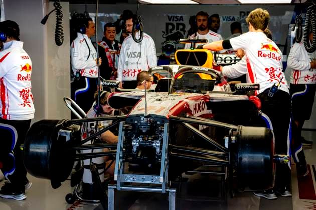 SUZUKA Mechanics at work on the car of Formula 1 driver Arvid Lindblad or Visa Cash App Racing Bulls Formula One Team during the Formula 1 Japan Suzuka free practice at the Suzuka Formula 1 circuit on March 27, 2025 in Suzuka, Japan Photo by DeFodi Images