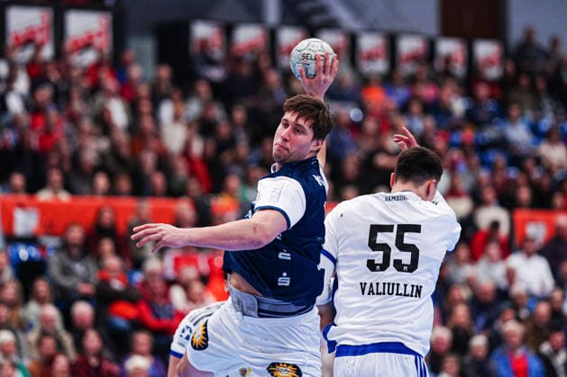 Throw Goal Lars Mitchell Koojl Bergischer HC, 15 GER, Handball Sport Verein Hamburg vs Bergischer HC, Handball, 1 Bundesliga, Matchday 26, Season 2025 2026, 26 03 2026 GER, Handball Sport Verein Hamburg vs Bergischer HC, Handball, 1 Bundesliga, Matchday 26, Season 2025 2026, 26 03 2026 Hamburg Copyright: xEibner-Pressefoto MarcelxvonxFehrnx EP_MFN