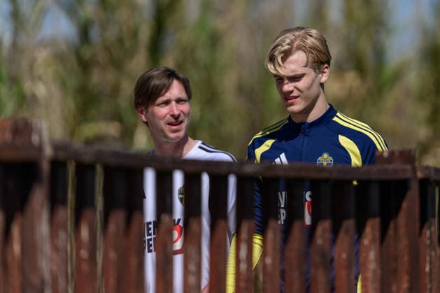 260327 Lucas Bergvall of the Swedish national football team at a training session on March 27, 2026 in Valencia Photo Joel Marklund BILDBYRAN code JM JM0811 bbeng fotboll football soccer fotball vm kval fifa world cup qualifier träning practice training sverige sweden sverige a  Copyright: JOELxMARKLUND BB260327JM004
