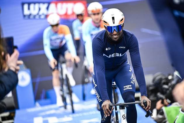 Eritrean Biniam Girmay of NSN Cycling Team pictured at the start of the E3 Saxo Bank Classic one day cycling race, 208,8km from and to Harelbeke, on Friday 27 March 2026. JASPERxJACOBS  x169053974x