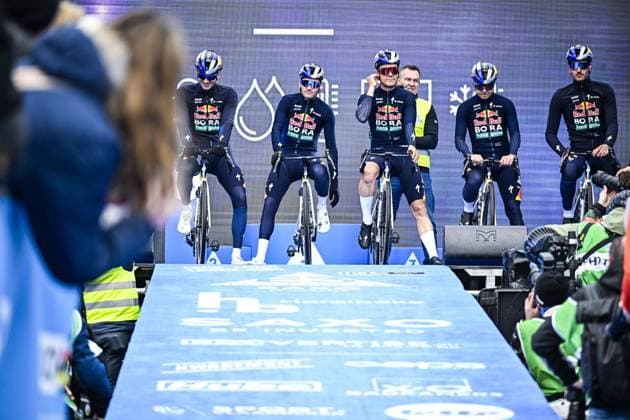 Belgian Gianni Vermeersch of Red Bull-BORA-hansgrohe pictured at the start of the E3 Saxo Bank Classic one day cycling race, 208,8km from and to Harelbeke, on Friday 27 March 2026. JASPERxJACOBS  x169053979x