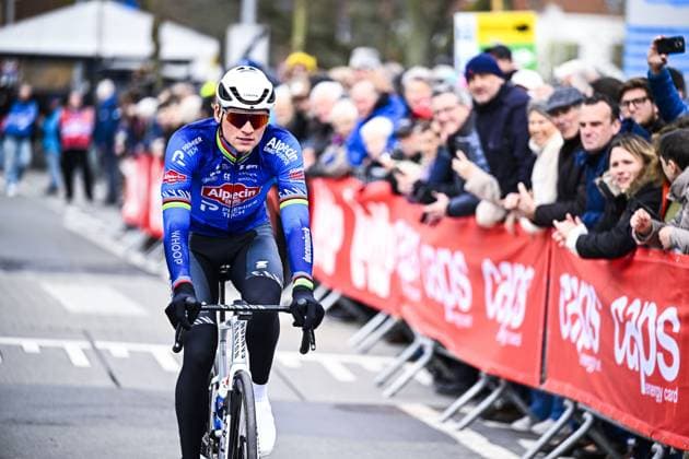 Dutch Mathieu van der Poel of Alpecin-Premier Tech pictured at the start of the E3 Saxo Bank Classic one day cycling race, 208,8km from and to Harelbeke, on Friday 27 March 2026. JASPERxJACOBS  x169056145x