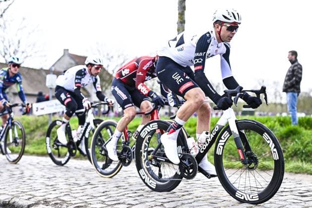Belgian Florian Vermeersch of UAE Team Emirates-XRG pictured in action during the E3 Saxo Bank Classic one day cycling race, 208,8km from and to Harelbeke, on Friday 27 March 2026. JASPERxJACOBS  x169064748x
