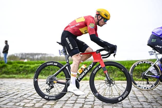 Norwegian Jonas Abrahamsen of Uno-X Mobility pictured in action during the E3 Saxo Bank Classic one day cycling race, 208,8km from and to Harelbeke, on Friday 27 March 2026. JASPERxJACOBS  x169065441x