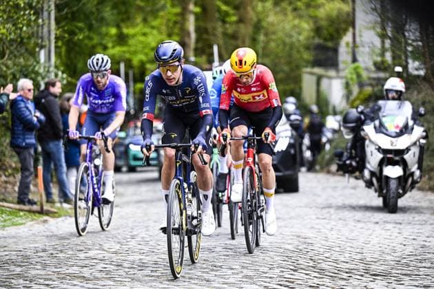 Canadian Nickolas Zukowsky of Pinarello Q36.5 Pro Cycling Team pictured in action during the E3 Saxo Bank Classic one day cycling race, 208,8km from and to Harelbeke, on Friday 27 March 2026. JASPERxJACOBS  x169076556x