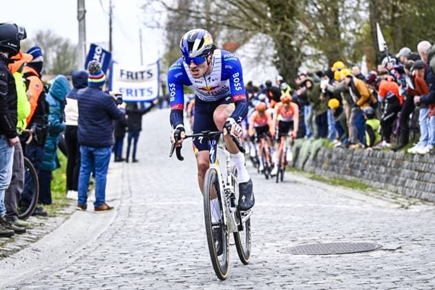 Dutch Mick Van Dijke of Red Bull-BORA-hansgrohe pictured in action during the E3 Saxo Bank Classic one day cycling race, 208,8km from and to Harelbeke, on Friday 27 March 2026. JASPERxJACOBS  x169088178x