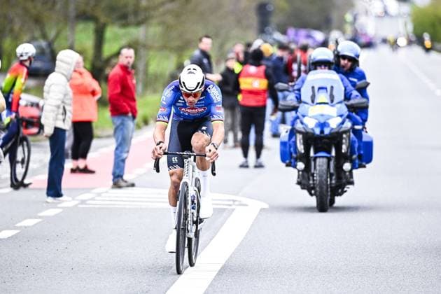 Dutch Mathieu van der Poel of Alpecin-Premier Tech pictured in action during the E3 Saxo Bank Classic one day cycling race, 208,8km from and to Harelbeke, on Friday 27 March 2026. JASPERxJACOBS  x169090836x