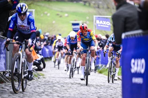 Danish Mads Pedersen of Lidl-Trek pictured in action during the E3 Saxo Bank Classic one day cycling race, 208,8km from and to Harelbeke, on Friday 27 March 2026. JASPERxJACOBS  x169094803x