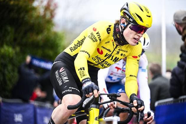 Norwegian Per Strand Hagenes of Team Visma-Lease a Bike pictured in action during the E3 Saxo Bank Classic one day cycling race, 208,8km from and to Harelbeke, on Friday 27 March 2026. JASPERxJACOBS  x169095500x