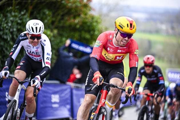 Norwegian Jonas Abrahamsen of Uno-X Mobility pictured in action during the E3 Saxo Bank Classic one day cycling race, 208,8km from and to Harelbeke, on Friday 27 March 2026. JASPERxJACOBS  x169095503x