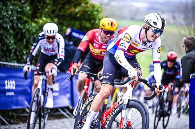 Czech Mathias Vacek of Lidl-Trek pictured in action during the E3 Saxo Bank Classic one day cycling race, 208,8km from and to Harelbeke, on Friday 27 March 2026. JASPERxJACOBS  x169095606x