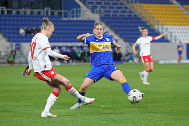 Google Pixel Womens Bundesliga, FC Carl Zeiss Jena RB Leipzig 27 03 2026 Melina Reuter 7, Carl Zeiss Jena vs Victoria Krug 20, RB Leipzig Football, Google Pixel Womens Bundesliga, Season 2025 2026, 22 Matchday FC Carl Zeiss Jena vs RB Leipzig on 27 03 2026, Ernst Abbe Sportfeld, ad hoc Arena, Jena DFB REGULATIONS PROHIBIT ANY USE OF PHOTOGRAPHS AS IMAGE SEQUENCES AND OR QUASI VIDEO Copyright: xBEAUTIFULxSPORTS JanxKaeferx
