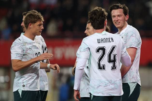 27. MAR. 2026 SOCCER International Friendly, Länderspiel, Nationalmannschaft (MEN), Austria vs Ghana team austria celebrates his team s third goal VIENNA VIENNA, AUSTRIA Ernst-Happel-Stadion Ernst-Happel-Stadion AUSTRIA