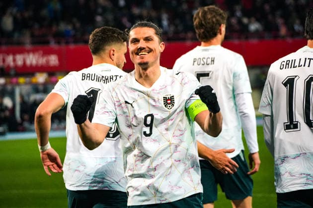 Fussball Österreich, Nationalteam, International Friendly, Länderspiel, Nationalmannschaft Freundschaftliches Länderspiel, FIFA UEFA WM Vorbereitung - ÖFB Österreich vs. Ghana GFA - Ernst-Happel-Stadion (Wien, Österreich): Marcel Sabitzer (Österreich, 9) mit dem Tor zum 1:0 per Elfmeter - Jubel, Torjubel, jubelt *** Football Austria, National Team, International Friendly, Friendly International Match, FIFA UEFA World Cup Preparation ÖFB Austria vs Ghana GFA Ernst Happel Stadium Vienna, Austria Marcel Sabitzer Austria, 9 with the goal to 1 0 by penalty kick cheers, goal celebration, cheers Copyright: xLukasxBierederx