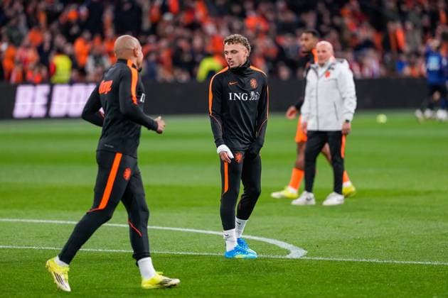 AMSTERDAM , 27Ã03-2026 , Stadium Johan Cruyff Arena, season 2025 2026 , friendly match between The Netherlands and Norway , picture shows Netherlands player Noa Lang during the warming up before the match Netherlands - Norway (friendly) x202683876x Copyright: