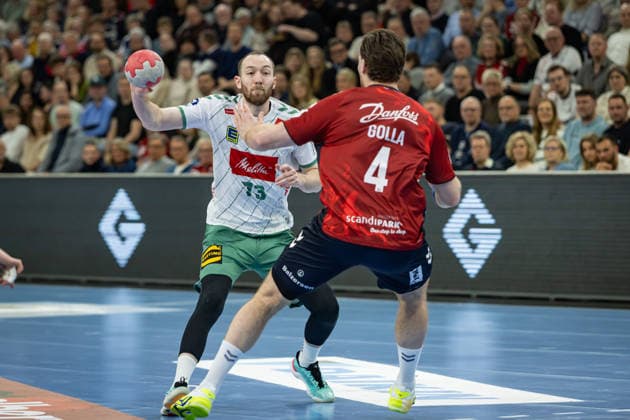 DAIKIN HBL SG Flensburg Handewitt vs GWD Minden 27 03 26 Alexander Weck Nr 73, GWD Minden vs Johannes Golla Nr 04, SG Flensburg Handewitt DAIKIN HBL SG Flensburg Handewitt vs GWD Minden, GP JOULE Arena on 27 03 26 Copyright: xBEAUTIFULxSPORTS MarioxM.xKobergx