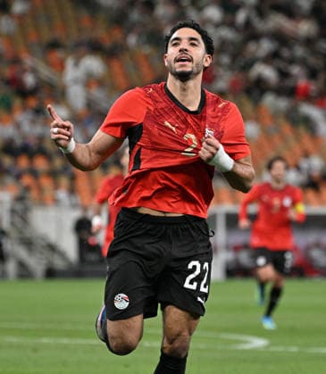 JEDDAH, SAUDI ARABIA - MARCH 27: Omar Marmoush Celebrates after scoring the fourth goal during the International Friendly, Länderspiel, Nationalmannschaft match between Saudi Arabia and Egypt at King Abdullah Sports City on March 27, 2026 in Jeddah, Saudi Arabia.