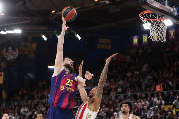 March 27, 2026, Barcelona, Barcelona, Spain: Tornike Shengelia of FC Barcelona, Barca in action during the EuroLeague Regular Season Round 34 match played between FC Barcelona and Crvena Zvezda Meridianbet Belgrade at Palau Blaugrana on March 27, 2026 in Barcelona, Spain. FC Barcelona V Crvena Zvezda Meridianbet Belgrade - Euroleague 2025 2026  - ZUMAa181 20260327_zaa_a181_041 Copyright: xJavierxBorregox