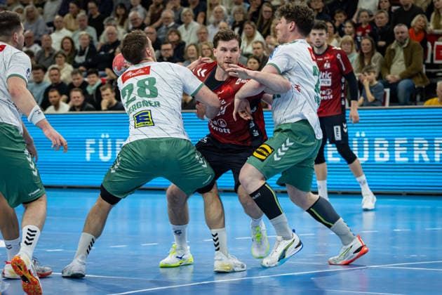 DAIKIN HBL SG Flensburg Handewitt vs GWD Minden 27 03 26 Johannes Golla No 04, SG Flensburg Handewitt in attack DAIKIN HBL SG Flensburg Handewitt vs GWD Minden, GP JOULE Arena on 27 03 26 Copyright: xBEAUTIFULxSPORTS MarioxM.xKobergx