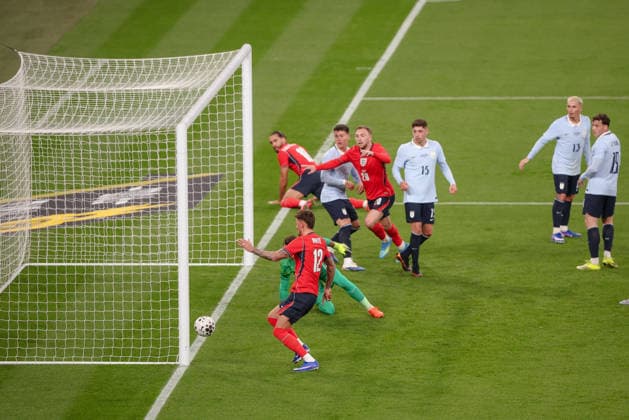 International Friendly, Länderspiel, Nationalmannschaft England v Uruguay Wembley Stadium 27.03.2026 Ben White of England scores 1-0 International Friendly England v Uruguay Wembley Stadium 27.03.2026 Times Photographer Bradley Ormesher.  Copyright: xBradleyxOrmesherx NINTCHDBPICT001069882065
