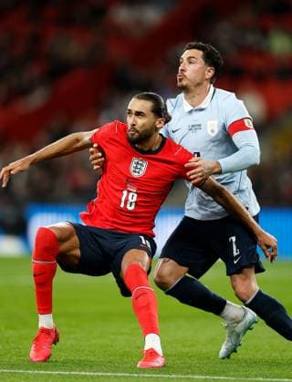 Dominic Calvert-Lewin of England is marked by Jose Maria Gimenez of Uruguay England v Uruguay, Football, International Friendly, Länderspiel, Nationalmannschaft Wembley Stadium, Wembley, London - UK, 27 03 2026  Copyright: xMattxImpey Shutterstockx 16805567bb