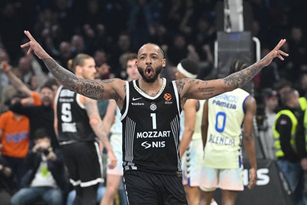 PARTIZAN vs VALENCIA CARLIK JONES Karlik Dzons basketball Partizan vs Valencia basket Euroleague at Beogradska arena, Belgrade 27.03.2026 Foto: BASKETBALL, EUROLEAGUE, PARTIZAN, VALENCIA BASKET Belgrade Belgrade arena Serbia Copyright: xMarkoxMetlas xMNxPressx