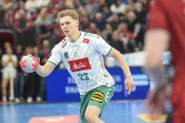 Handball I Men I Season 2025 2026 I Bundesliga I 26 Matchday I SG Flensburg Handewitt GWD Minden I 27 03 2026 Niclas Benedict Heitkamp 23, GWD Minden Copyright: xLobeca JanxKirschnerx
