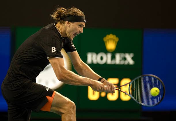 March 27, 2026, Miami Gardens, Fl, United States: MIAMI GARDENS, FL - MARCH 27: Alexander Zverev hits the ball against Jannik Sinner in the semi-finals during the Miami Open at Hard Rock Stadium on March 27, 2026 in Miami Gardens, Florida. Miami Open  - ZUMAt139 20260327_aaa_t139_042 Copyright: xMichaelxPimentel IsixPhotosx