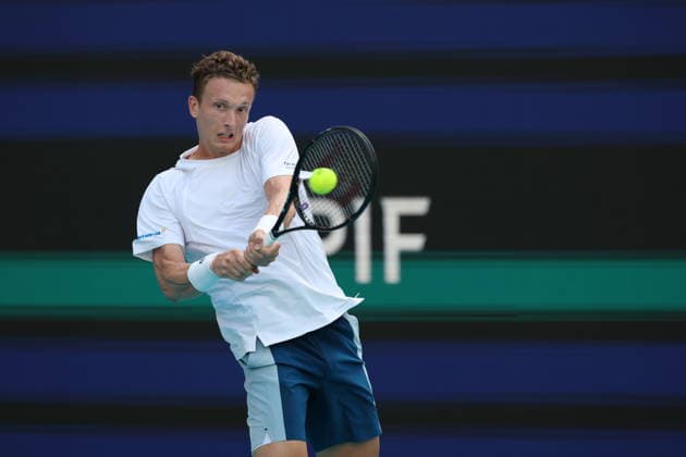 March 27, 2026, Miami Gardens, Florida, United States Of America: MIAMI GARDENS, FL - MARCH 27: Jiri Lehecka (CZE) defeats Arthur Fils (FRA) at the Miami Open on March 27, 2026, at Hard Rock Stadium in Miami Gardens, Florida,...People: Jiri Lehecka Miami Open 2026 - Day 11  - ZUMAs214 20260327_ada_s214_148 Copyright: xSMGx