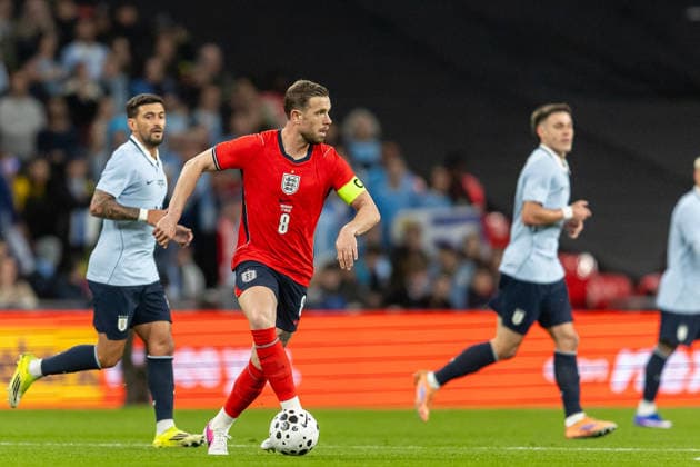 England v Uruguay, Friendly England midfielder Jordan Henderson on ball during the Friendly match between England and Uruguay at Wembley Stadium, London, UK on 27 March 2026. London Wembley Stadium Greater London UK Editorial use only , Copyright: xManjitxNarotrax PSI-23956-0101