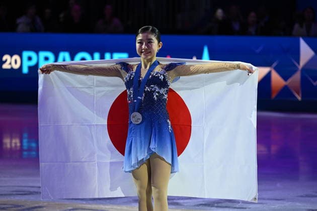 ISU Figure skating, Eiskunstlauf World Championships 2026 at the O2 Arena in Prague, Czech Republic - 27 Mar 2026 Silver medalist Mone Chiba of Japan as seen during the medal ceremony for the Women competition at the ISU Figure Skating World Championships 2026 at the O2 Arena. ISU Figure Skating World Championships 2026 takes place from 24th to 29th of March in Prague, Czech Republic. Prague Czech Republic Copyright: xTomasxTkacikx xSOPAxImagesx 20260327-ISU-women-38