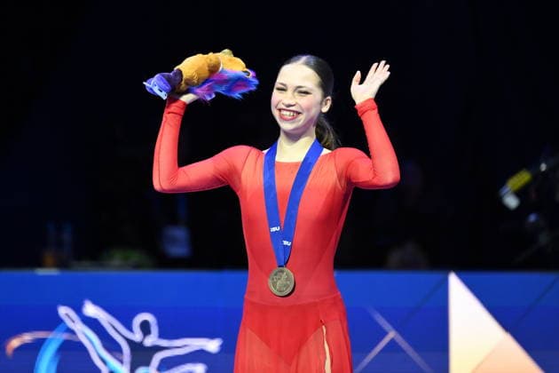 ISU Figure skating, Eiskunstlauf World Championships 2026 at the O2 Arena in Prague, Czech Republic - 27 Mar 2026 Bronze medalist Nina Pinzarrone of Belgium as seen during the medal ceremony for the Women competition at the ISU Figure Skating World Championships 2026 at the O2 Arena. ISU Figure Skating World Championships 2026 takes place from 24th to 29th of March in Prague, Czech Republic. Prague Czech Republic Copyright: xTomasxTkacikx xSOPAxImagesx 20260327-ISU-women-25