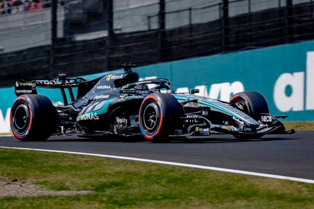SUZUKA Formula 1 driver George Russell of Mercedes AMG Petronas Formula One Team during the Formula 1 Japan Suzuka free practice at the Suzuka Formula 1 circuit on March 28, 2025 in Suzuka, Japan Photo by DeFodi Images