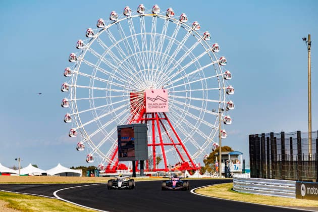 28th March 2026; Suzuka Circuit, Suzuka, Japan; 2026 FIA Formula 1 Japanese Grand Prix; Free Practice Three; Cadillac Formula 1 Team driver Valtteri Bottas of Finland, BWT Alpine Formula One Team driver Franco Colapinto of Argentina during practice 3 StephenxBlackberry